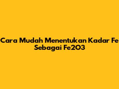 Cara Mudah Menentukan Kadar Fe Sebagai Fe2O3